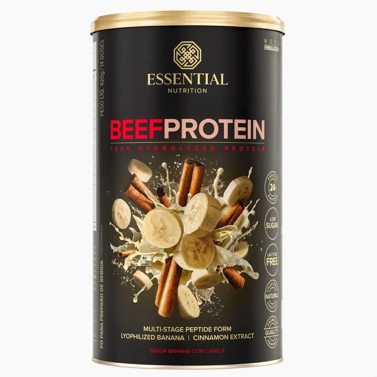 Beef Protein da Carne 420G Essential Nutrition Banana COM Canela