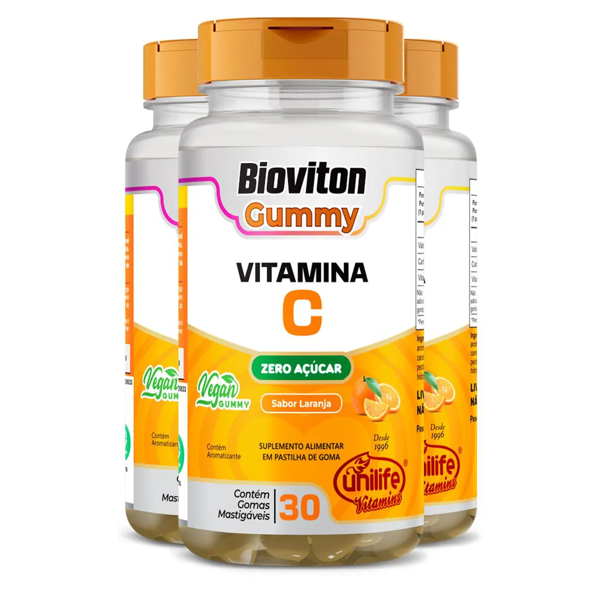 Kit 3 Gummy Vitamina C Laranja Unilife 30 Gomas