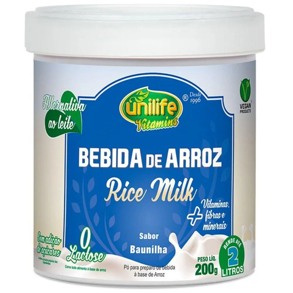 Bebida de Arroz sem Lactose Vegan Unilife 200G