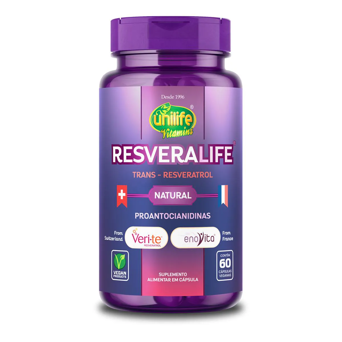 Trans Resveratrol Resveralife Unilife 60 Cápsulas