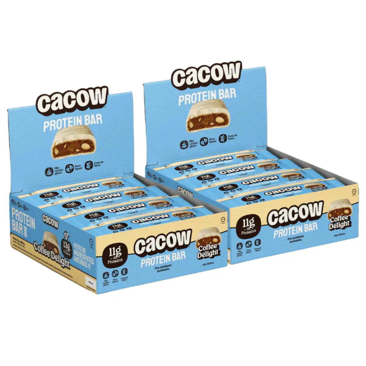 2X Barra de Proteina Vegana Cacow Coffe Delight 12 Unidades 40G