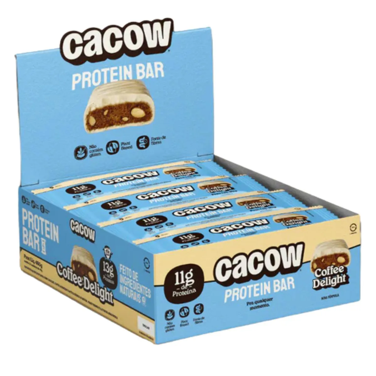 Barra de Proteina Vegana Cacow Coffe Delight 12 Unidades 40G