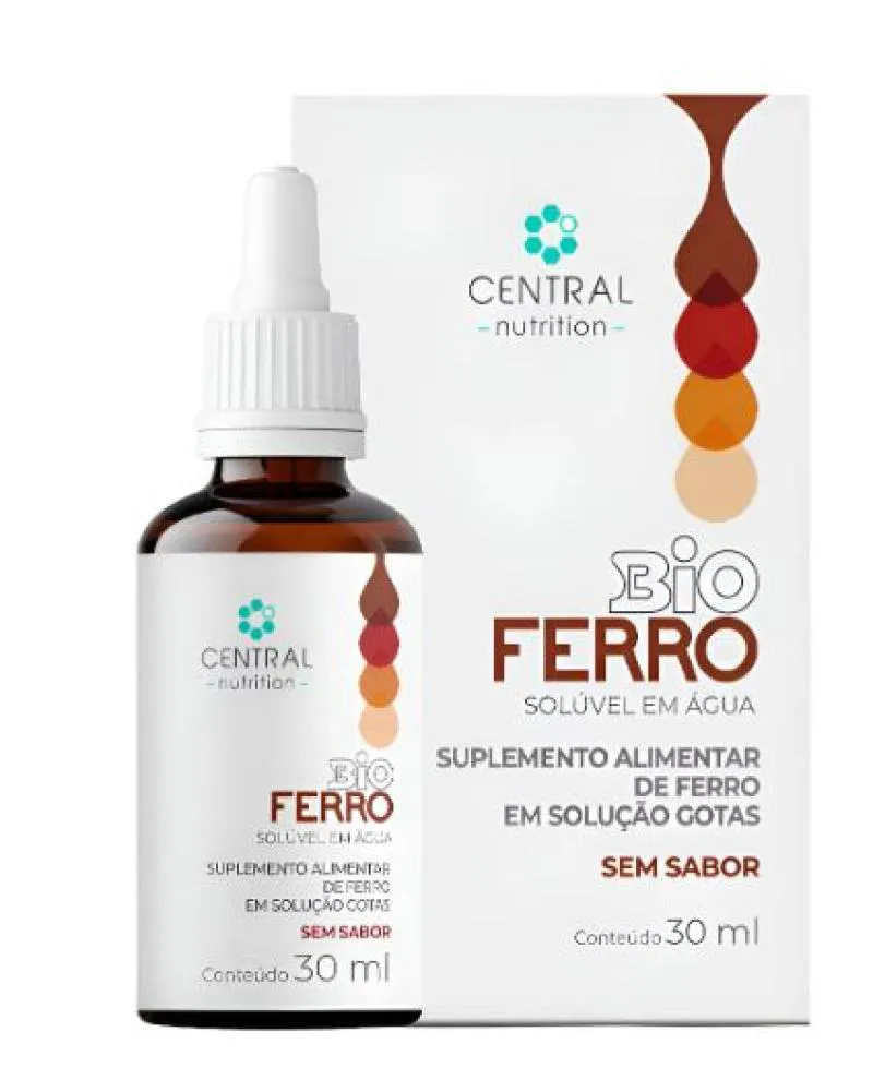 Bio Ferro Gotas 30Ml Central Nutrition Bisclicinato Ferroso sem Sabor