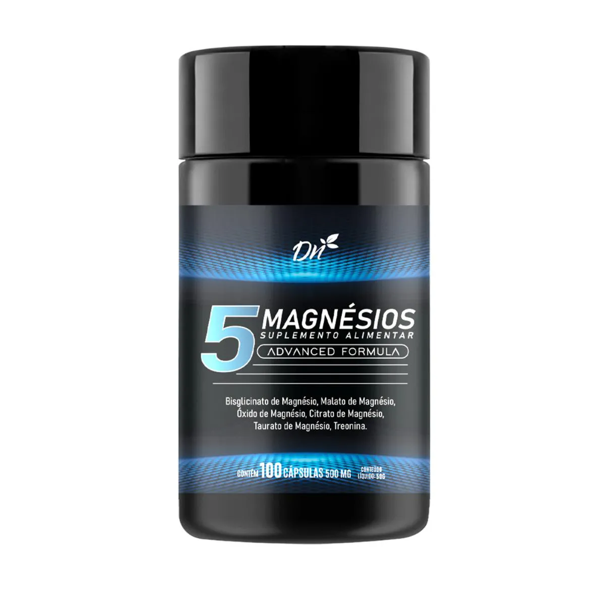 5 Magnésios - Malato + Taurato + Citrato + Óxido + Bisglicinato 100Caps