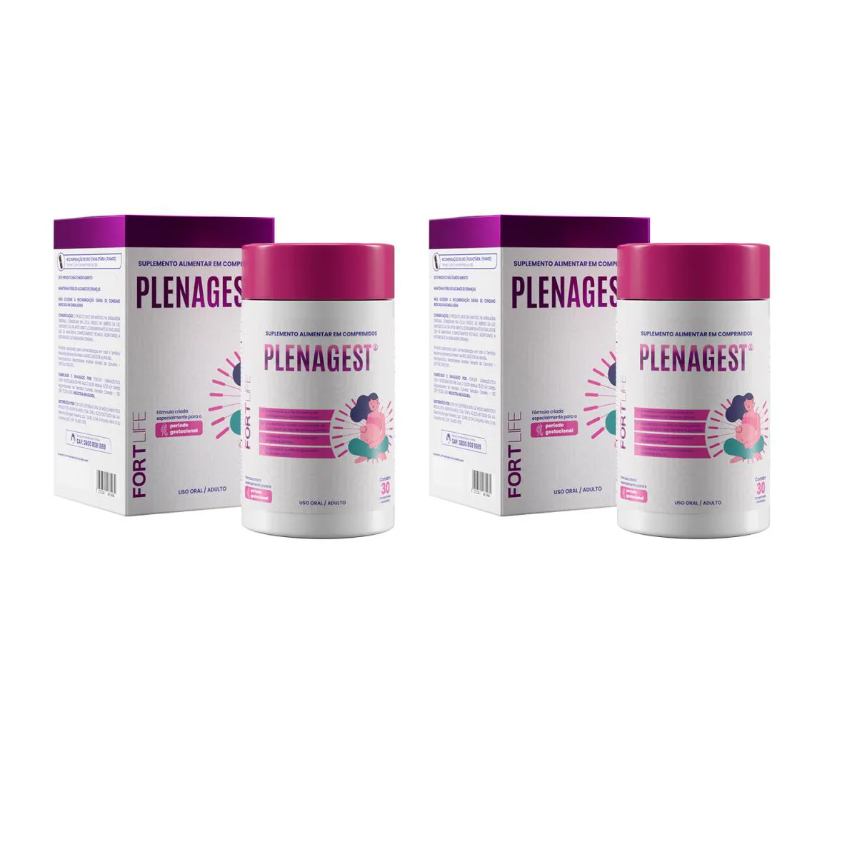 Kit 2 Und Plenagest (Gestante) 30 Comprimidos Fortlife