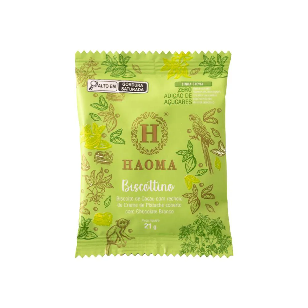 Biscottino Pistache com Chocolate Branco Linha Stevia Haoma 21G