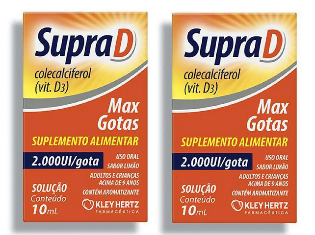 2 Caixas Suplemento Alimentar Supra D 2000Ui de Vitamina D Gotas Sabor Limão 10Ml