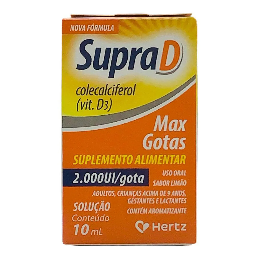 Suplemento Alimentar Supra D 2000Ui de Vitamina D Gotas Sabor Limão 10Ml