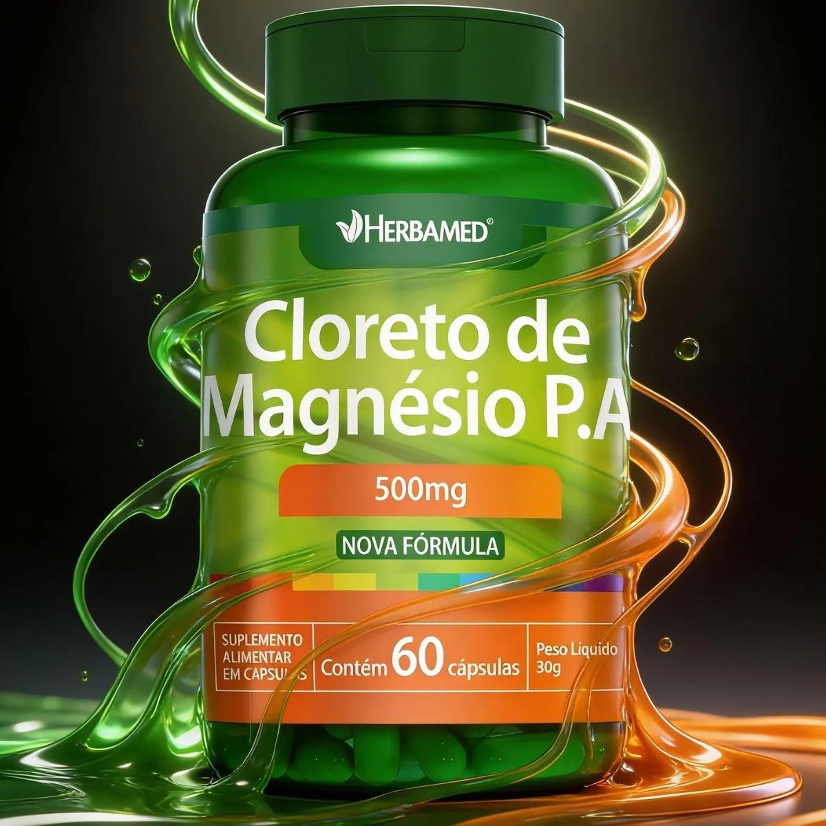 Cloreto de Magnesio P.a. 500Mg 60 Capsulas Herbamed Natural