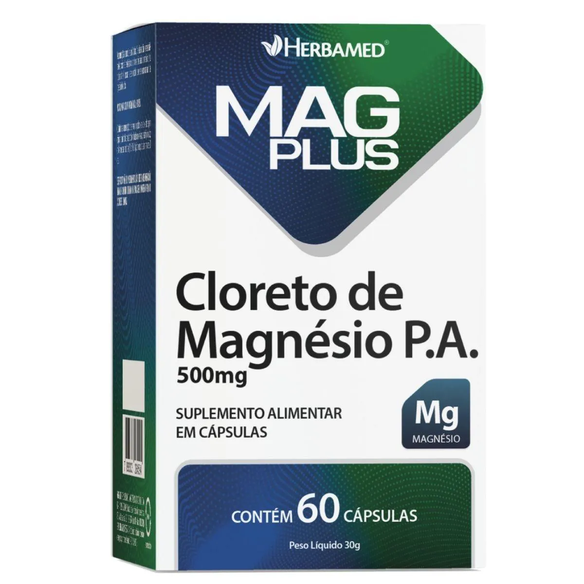 Mag Plus Cloreto de Magnesio P.a. Mg 500Mg 60 Capsulas Herbamed Natural