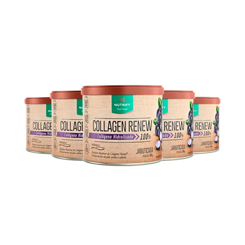 Kit 5 Collagen Renew Colágeno Hidrolisado Jabuticaba Nutrify 300G