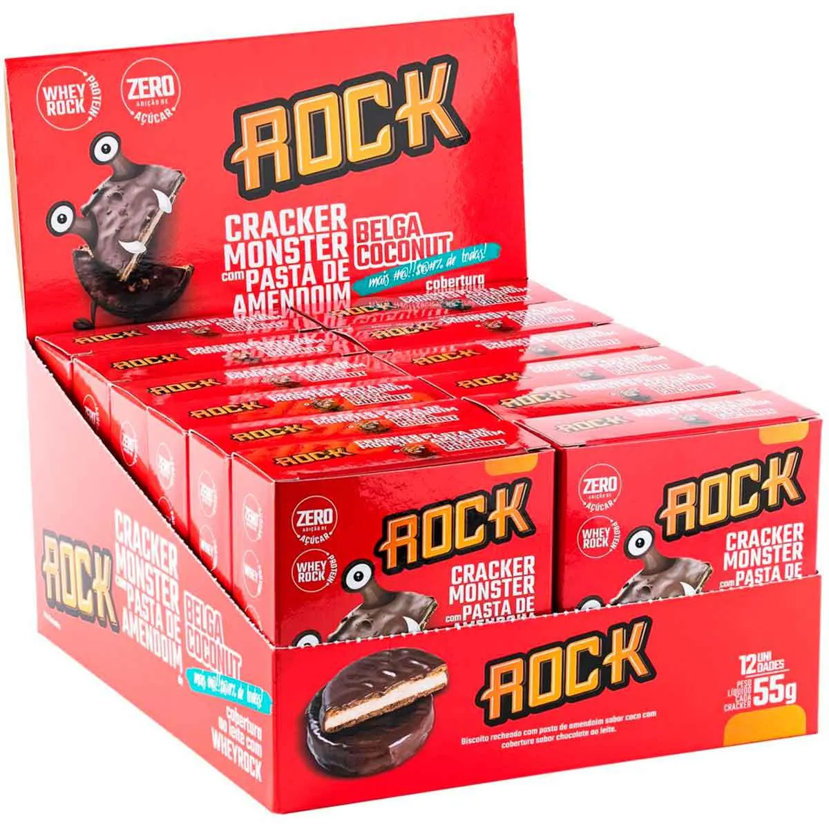 Rock Cracker Monster Belga Coconut 12 Unidades Alfajor Rock