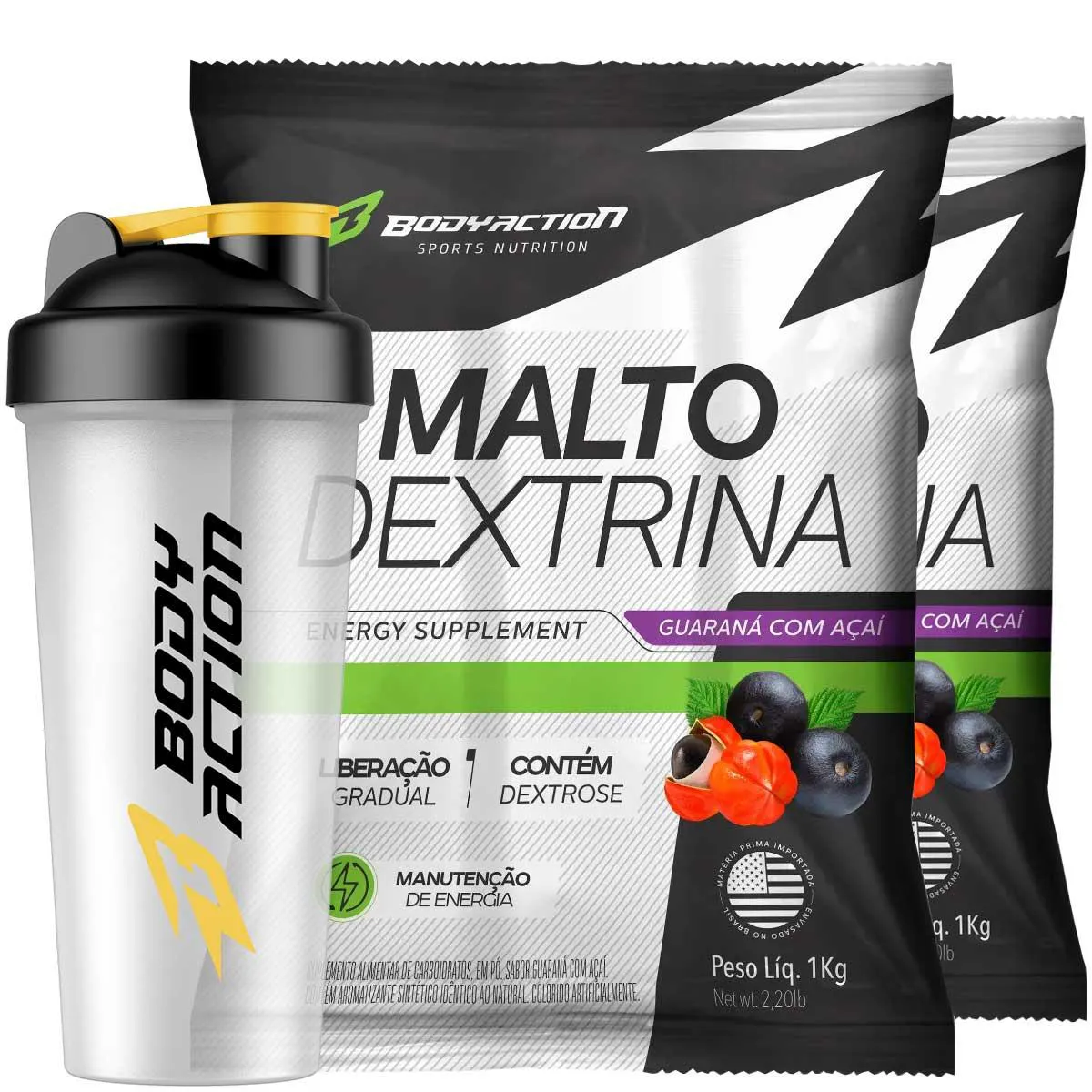2X Maltodextrina Malto Dextrin 1Kg Sabor Guaraná com Açaí