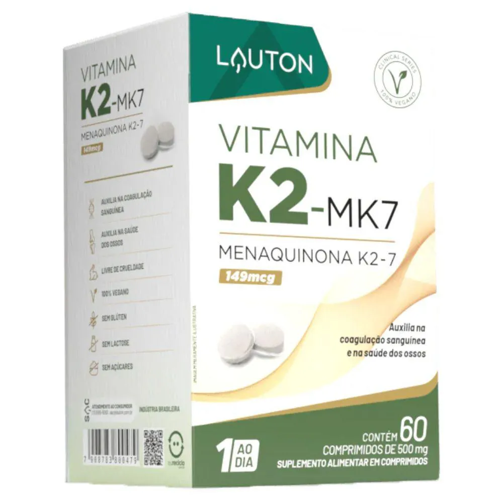 Vitamina K2 Menaquinona Mk-7 60 Tabs - Lauton