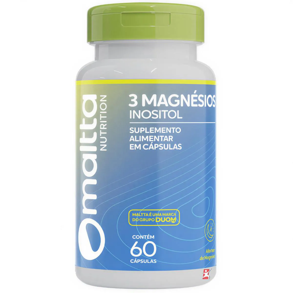 3 Magnésios - Inositol + Óxido de Magnésio + Bisglicinato de Magnésio 60 Caps – Maltta Nutrition