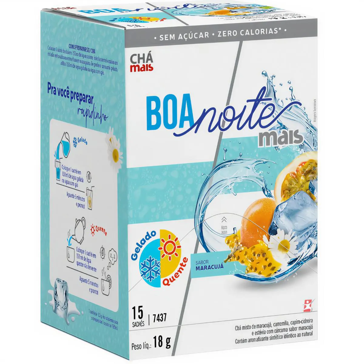 Cha Boa Noite Infusão Gelado ou Quente Maracujá 15 Saches - Chá Mais