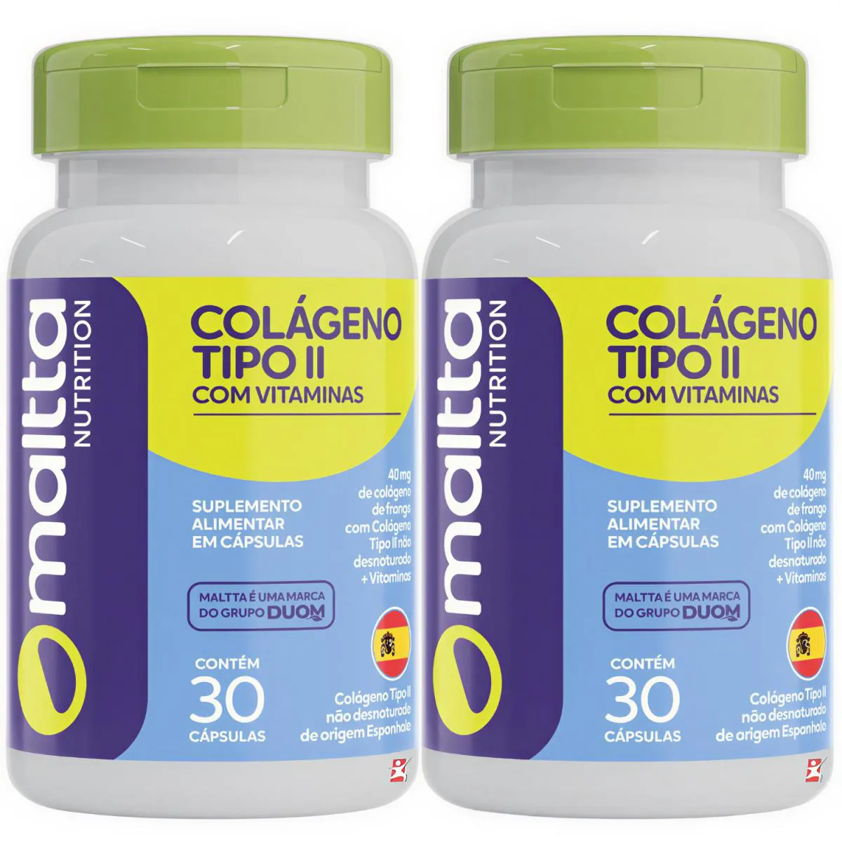 Combo 2 Colágeno Tipo 2 Importado Não Desnaturado + Vitaminas Total 60 Cápsulas - Maltta Nutrtion