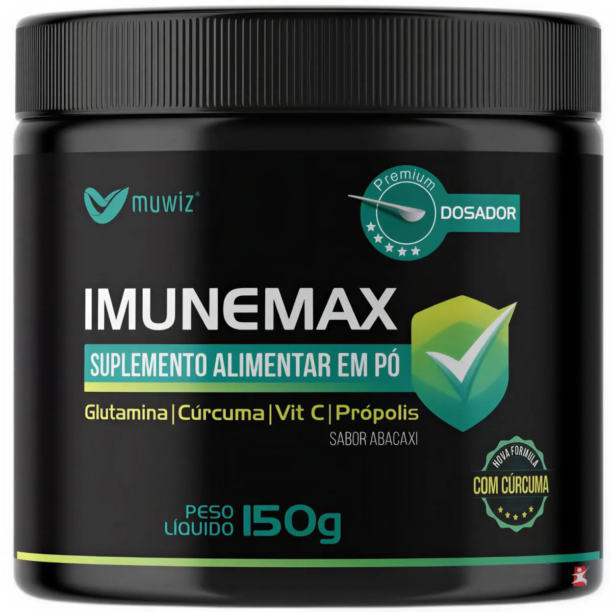 Imunemax - Curcuma + Glutamina + Propolis + Vit C 150G Sabor Abacaxi - Muwiz