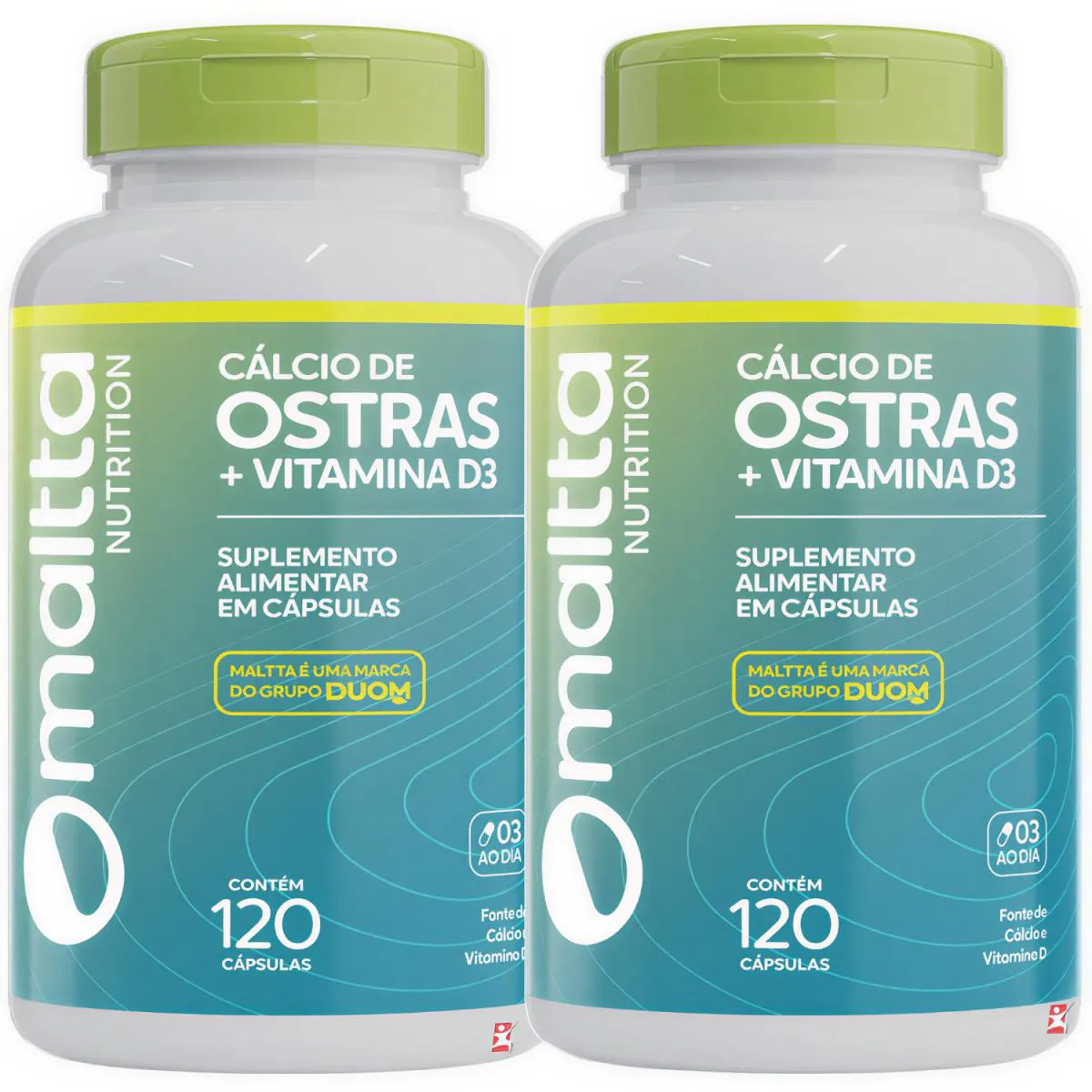 Kit 2 Cálcio de Ostras + Vitamina D 120 Cápsulas Concentradas Total 120 Cápsulas - Duom