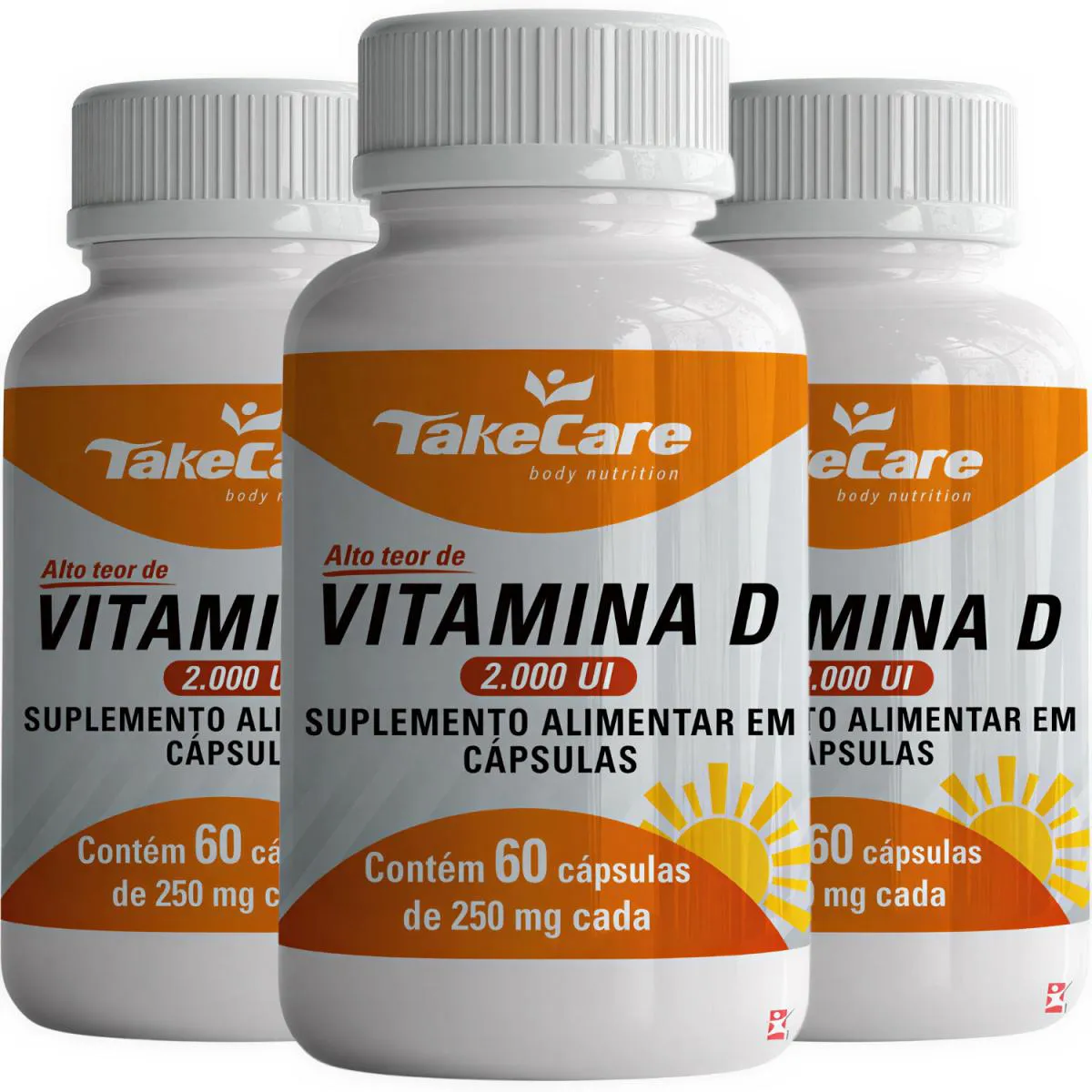 Kit 3 Vitamina D3 Concentrada 2000Ui Colecalciferol 1 ao Dia Total 180 Cápsulas - Take Care