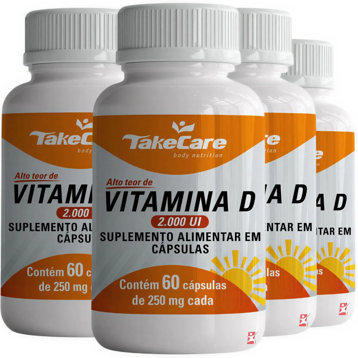 Kit 4 Vitamina D3 2000Ui Colecalciferol Concentrada 1 ao Dia Total 240 Cápsulas - Take Care