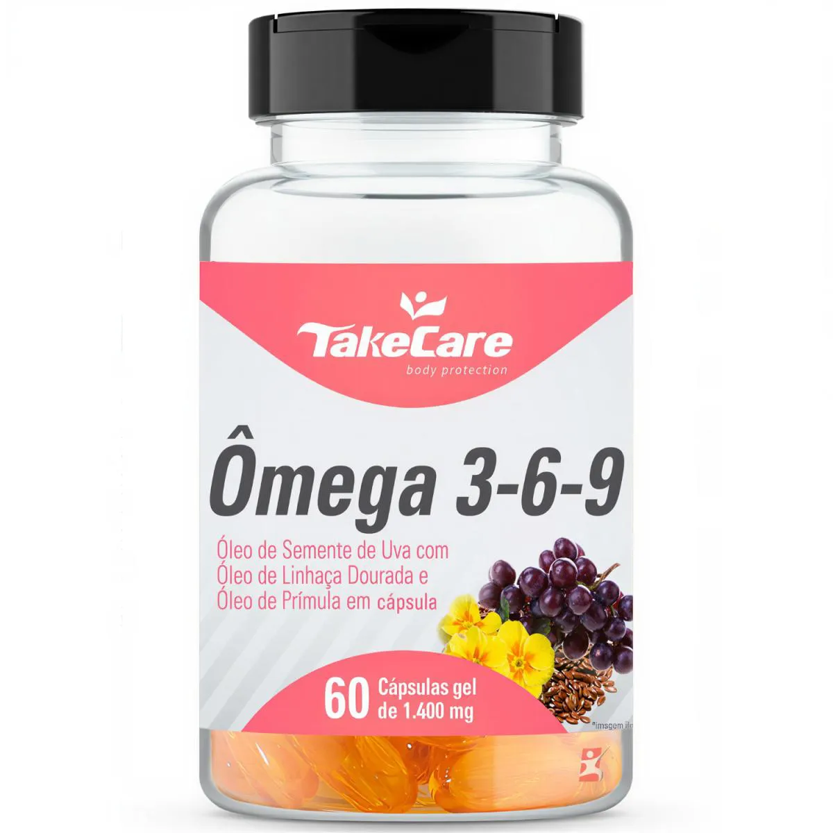 Ômega 3-6-9 Óleo de Semente de Uva + Linhaça + Prímula 60 Cápsulas – Take Care