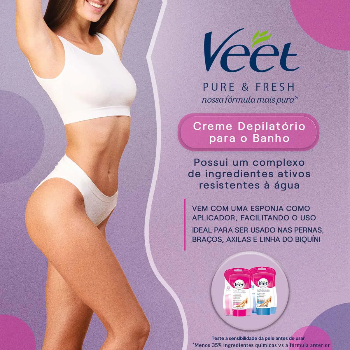 Creme Depilatório para Banho Veet Pure & Fresh 150ml