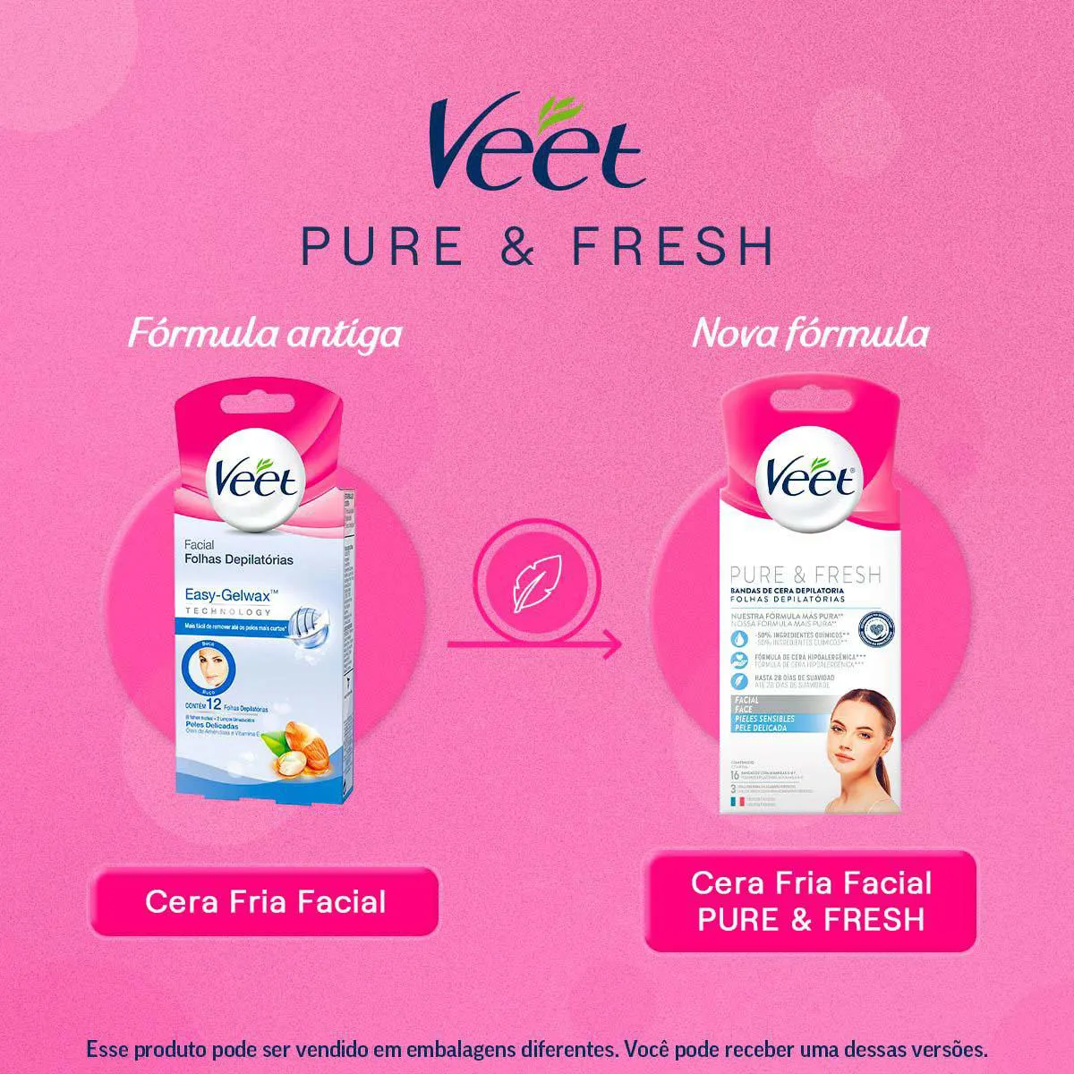 Folha Depilatória Facial Veet Pure & Fresh 12 unidades