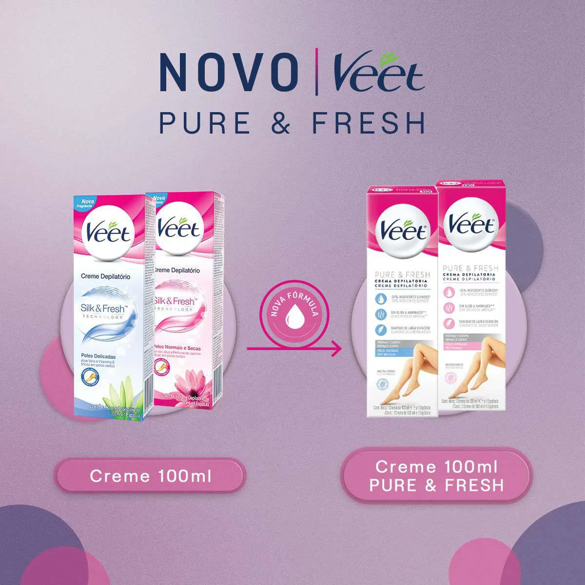Creme Depilatório Veet Pure & Fresh Pele Normal 100ml