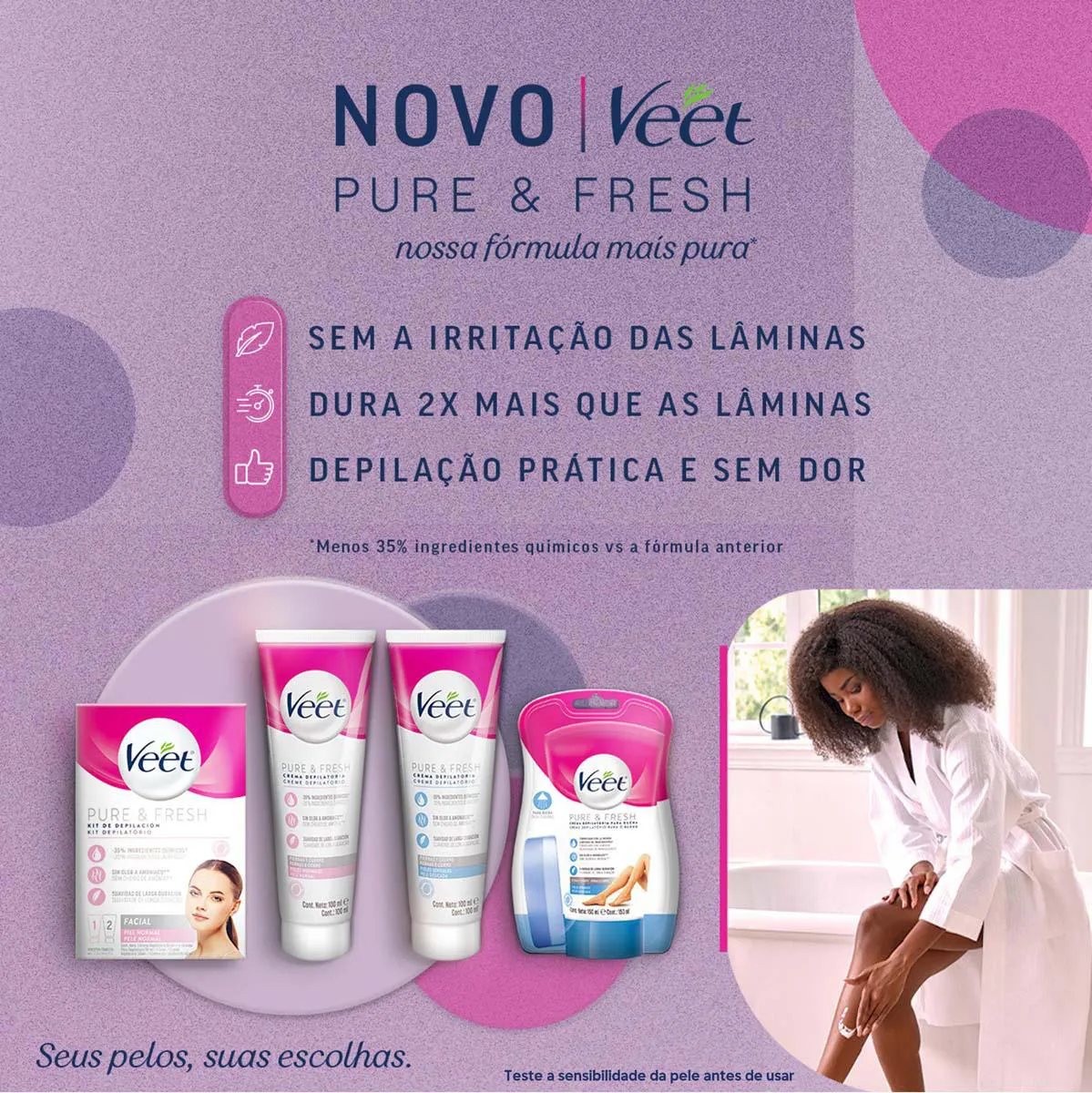 Creme Depilatório Veet Pure & Fresh Pele Sensível 100ml