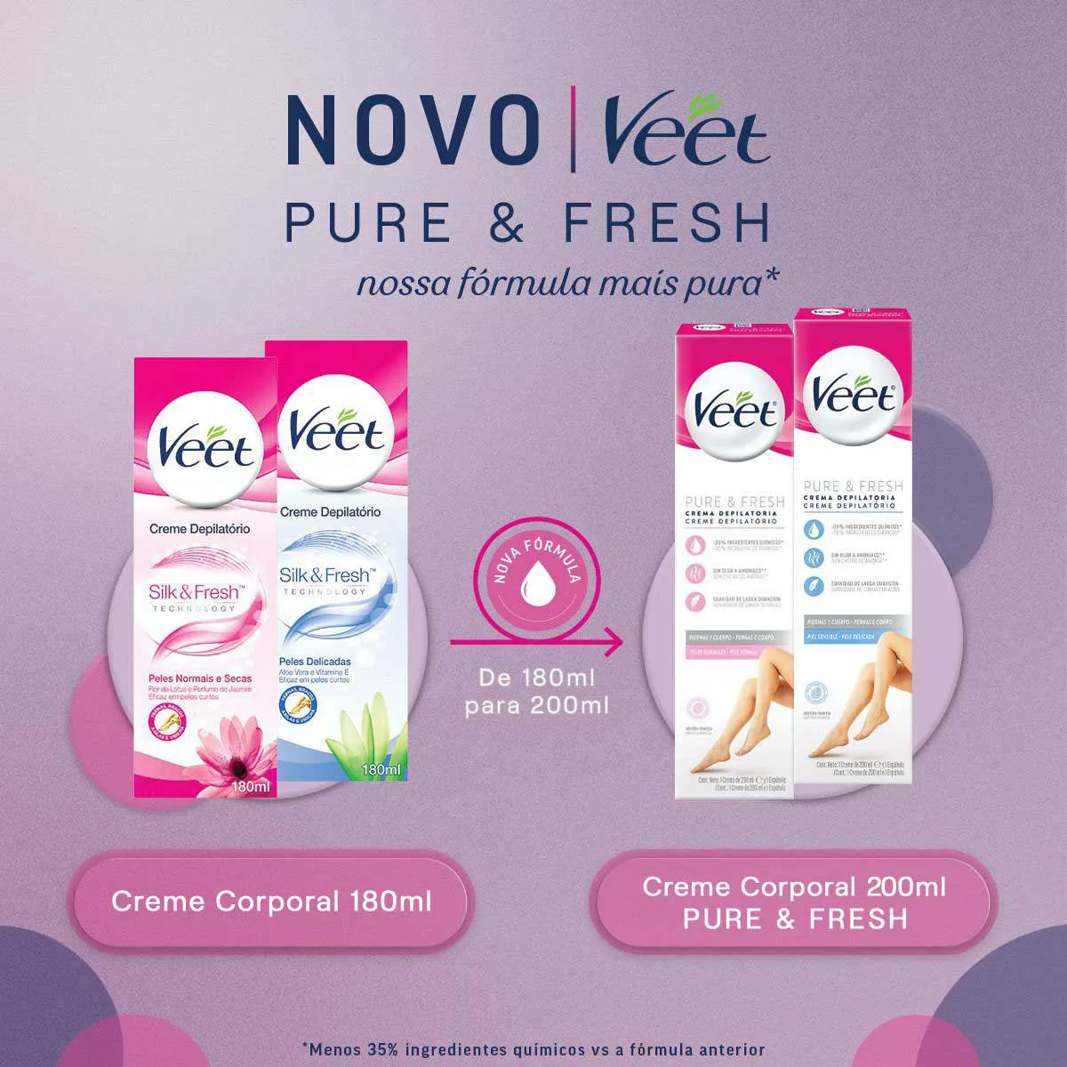 Creme Depilatório Veet Pure & Fresh Pele Sensível 200ml