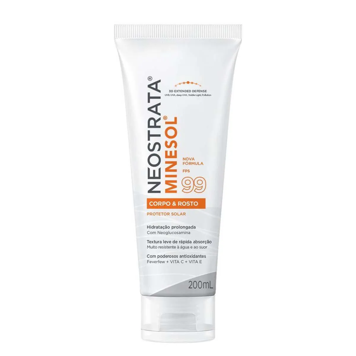 Protetor Solar Corporal Facial Fluido Hidratante Antioxidante FPS 99 Neostrata Minesol 200ml