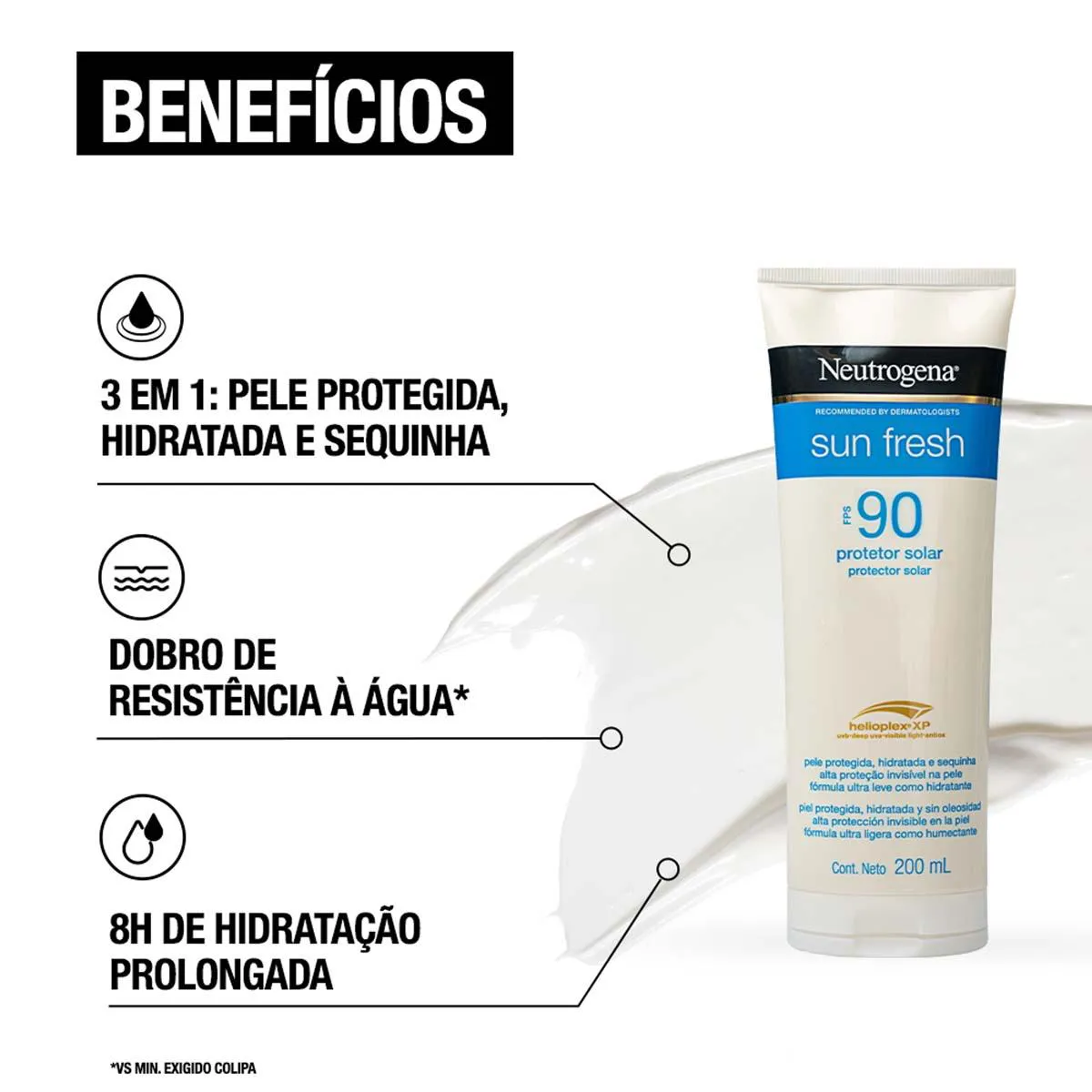 Protetor Solar Corporal Loção FPS 90 Neutrogena Sun Fresh 200ml