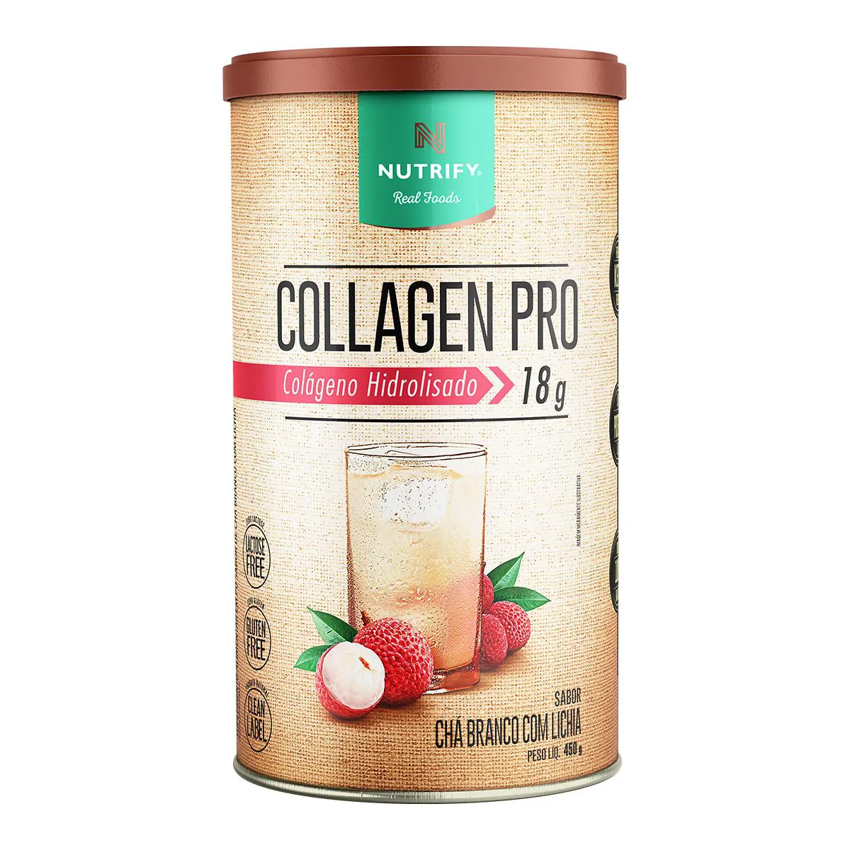 Collagen Pro Colágeno Hidrolisado Chá Branco com Lichia Nutrify 450G