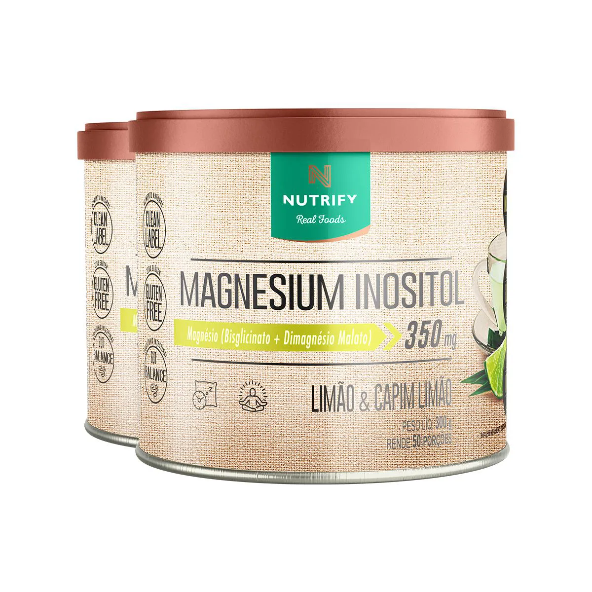 Kit 2 Magnesium Inositol Nutrify 350G Limão e Capim Limão
