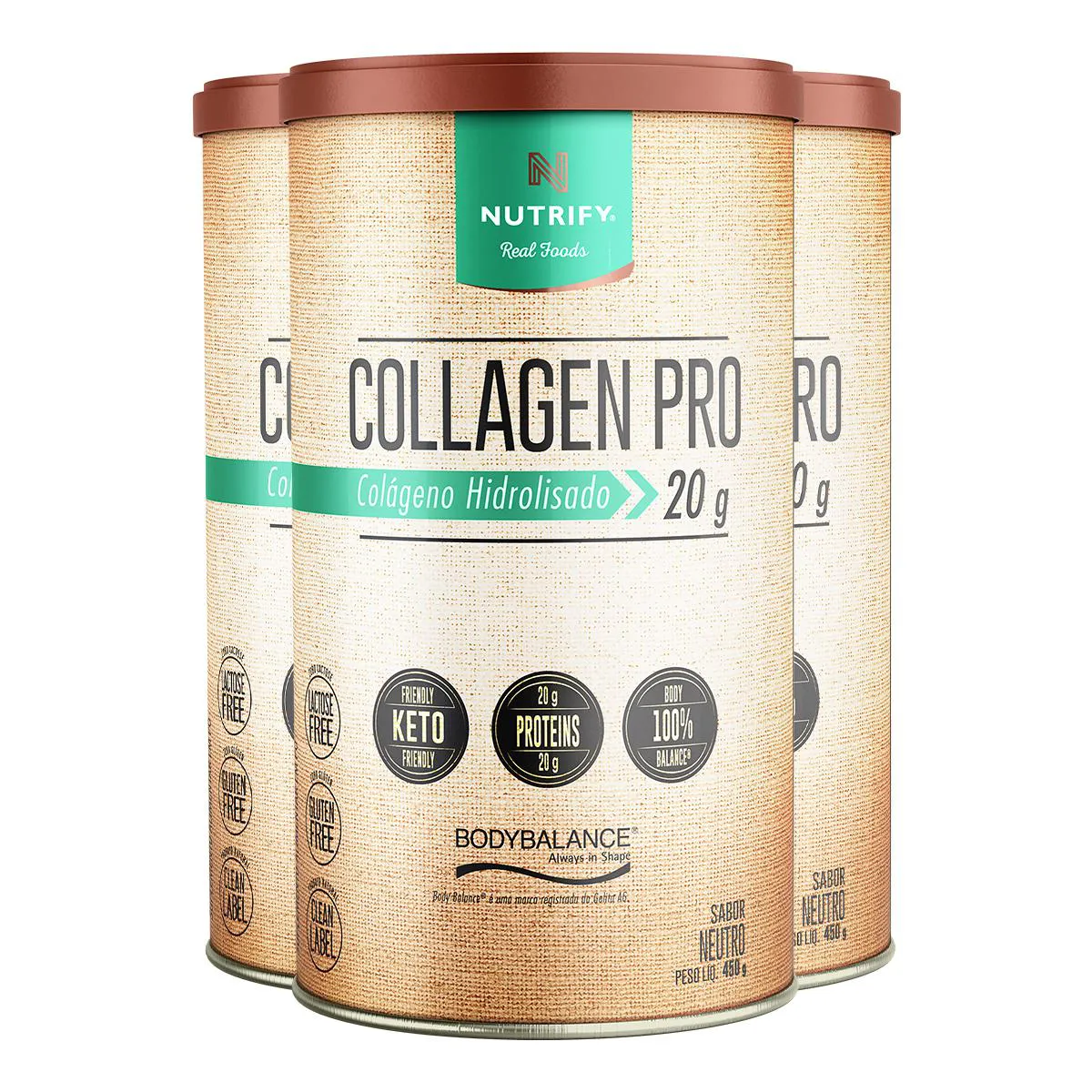 Kit 3 Collagen Pro Colágeno Hidrolisado Neutro Nutrify 450G