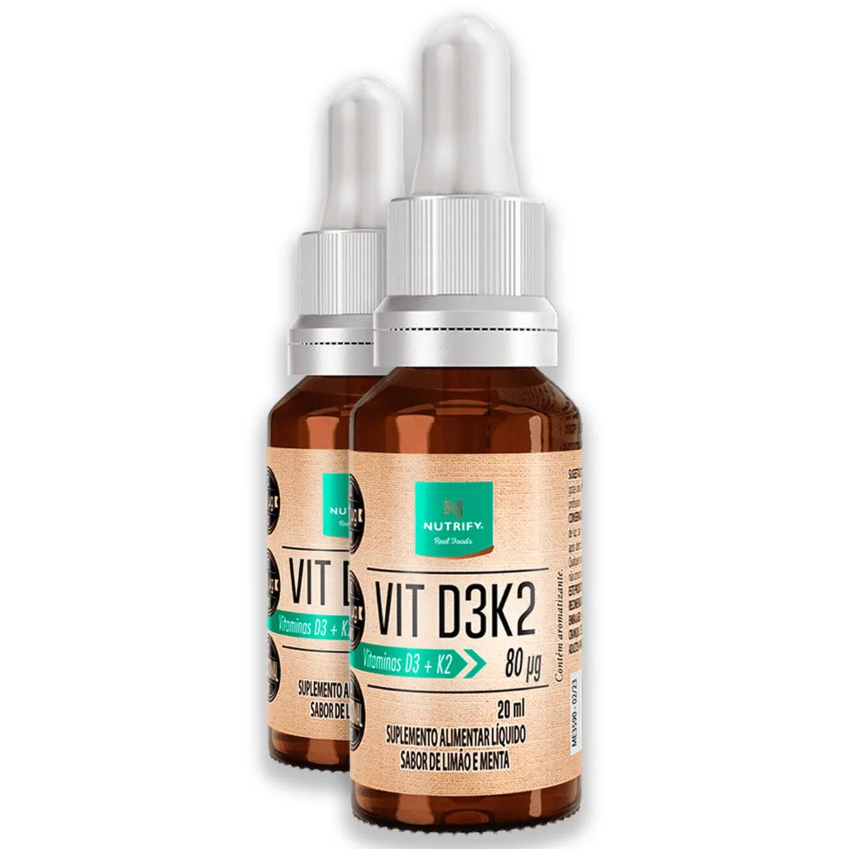 Kit 2 Vitamina D3K2 Nutrify 20Ml Sabor Limão e Menta