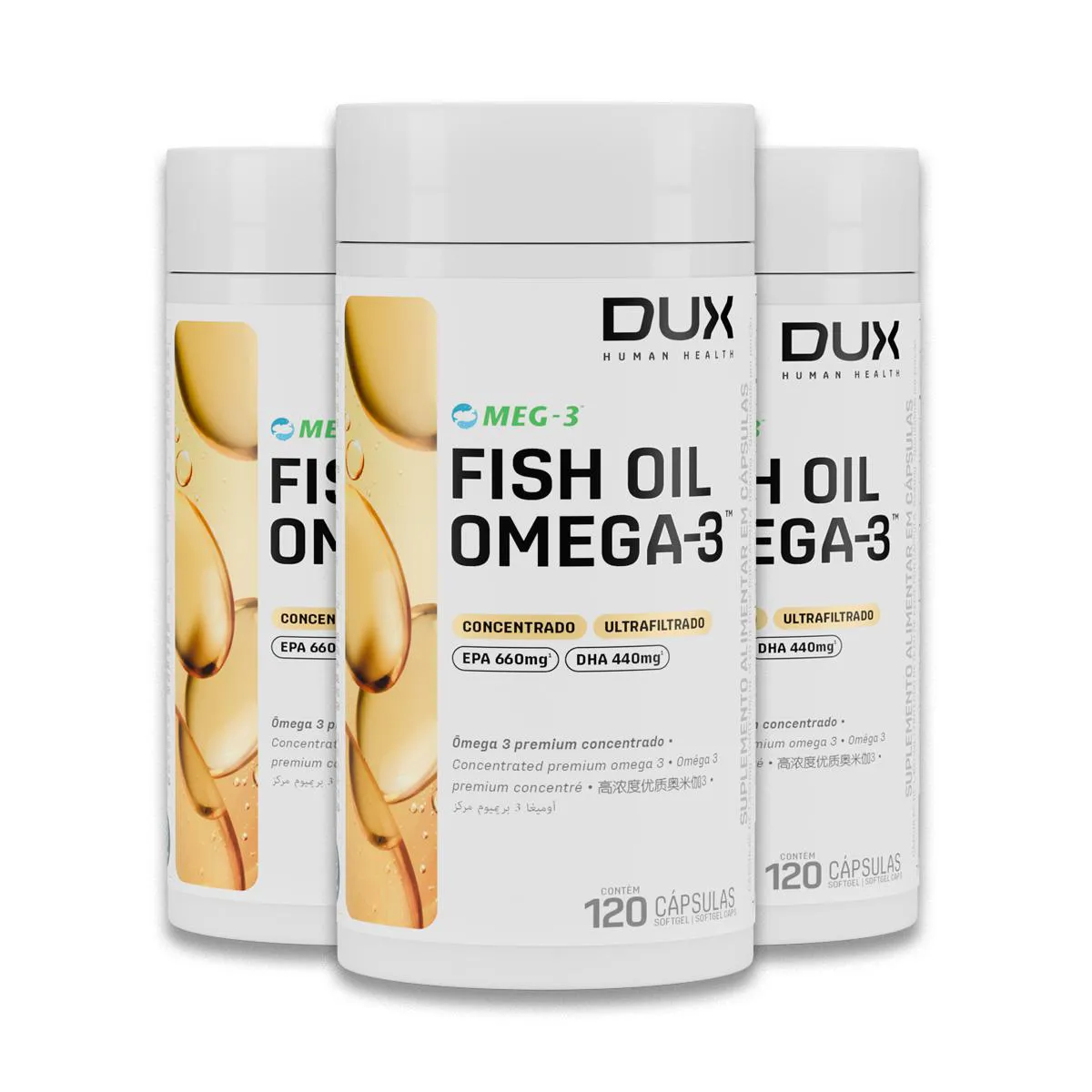 Kit 3 Ômega 3 Dux Fish Oil 430Mg 120 Cápsulas
