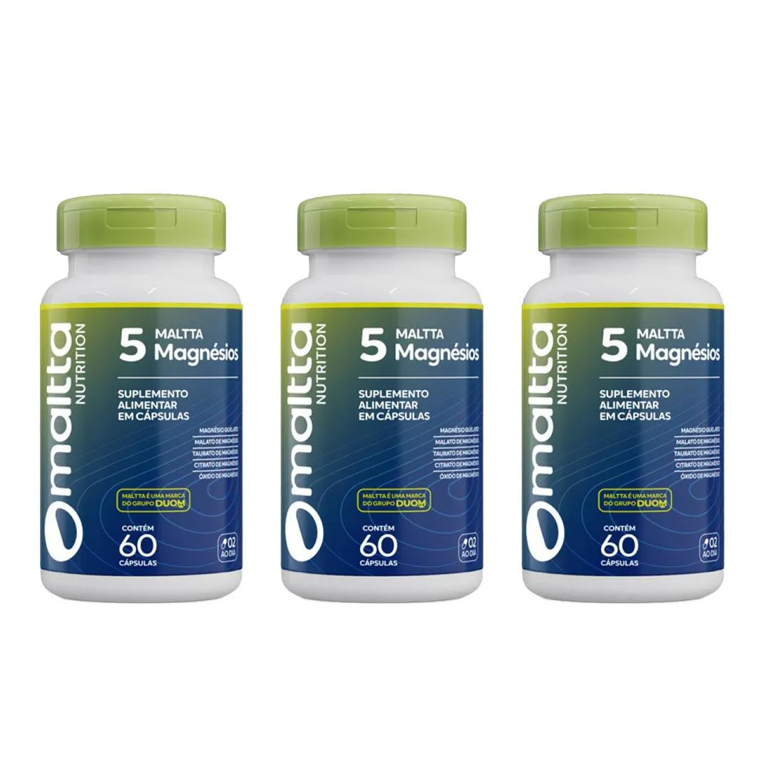 Kit 3 Nutrition 5 Magnésios - 60 Caps - Maltta