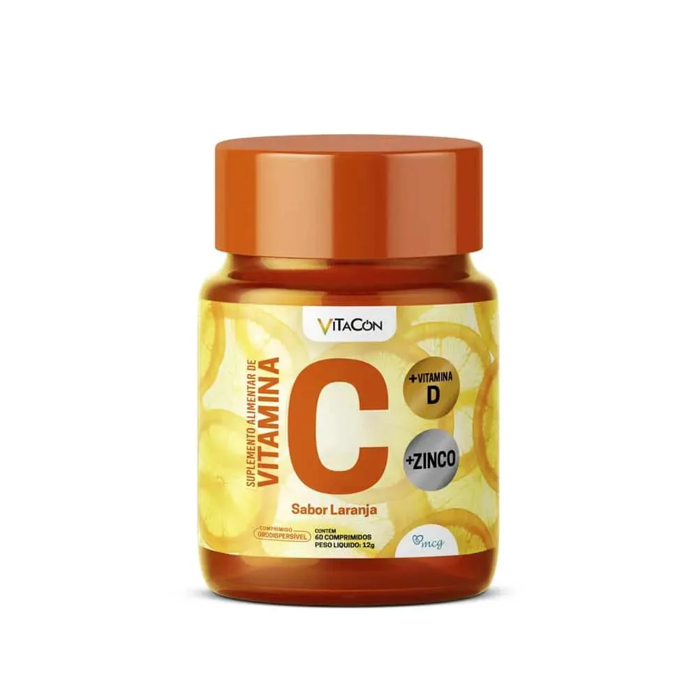 Vitacon C+D+Zinco Laranja 60 Comprimidos Orodispersíveis - Mcg