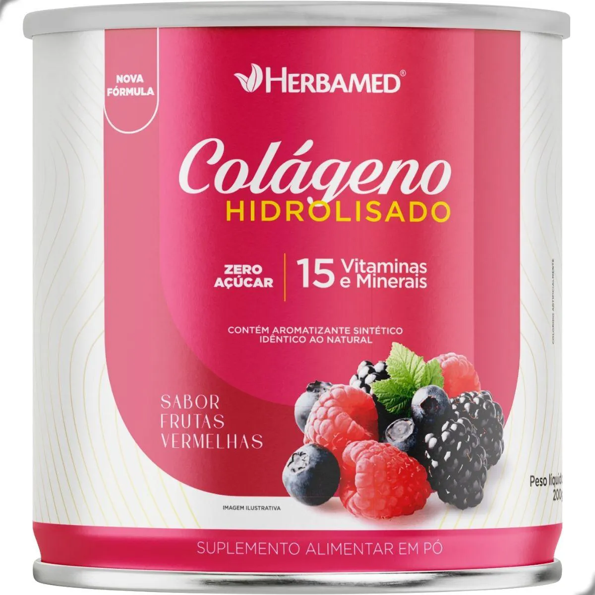 Colageno Verisol com Hialuronico Q10 Biotina 200G Herbamed Frutas Vermelhas