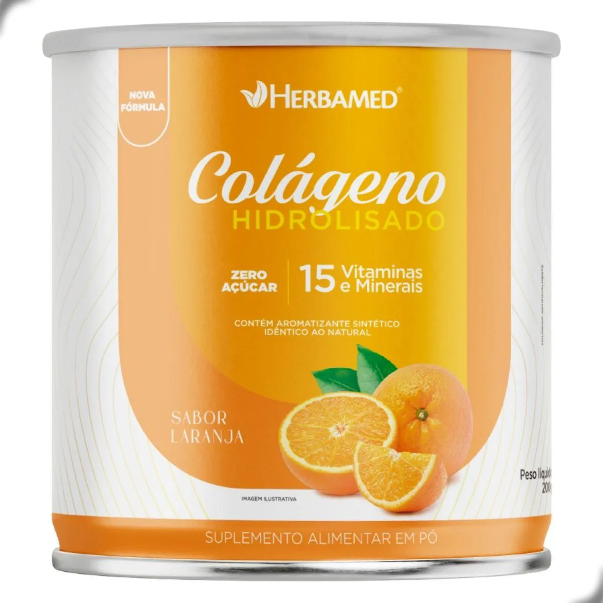 Colageno Verisol com Hialuronico Q10 Biotina 200G Herbamed Laranja