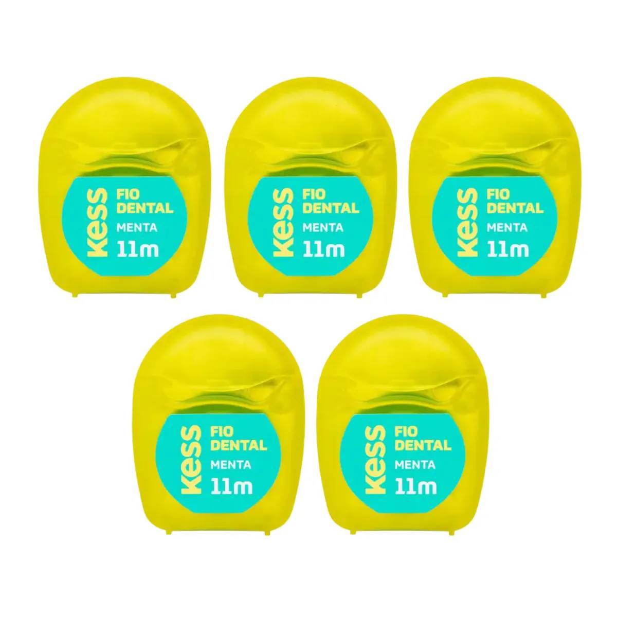 Kit 5 Fio Dental Encerado Menta Mini 11M - Kess