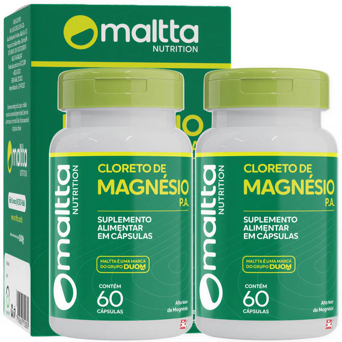 Kit 2 Cloreto de Magnésio P.a Concentrado Total 120 Cápsulas - Maltta Nutrition
