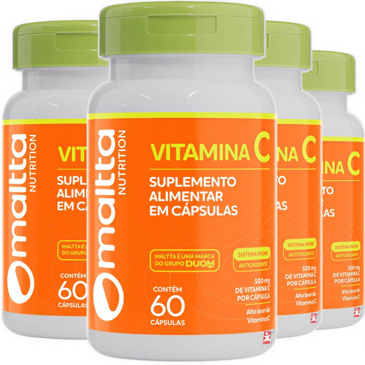 Kit 4 Vitamina C 500Mg Sistema Imune Concentrada Total 240 Caps - Maltta Nutrition