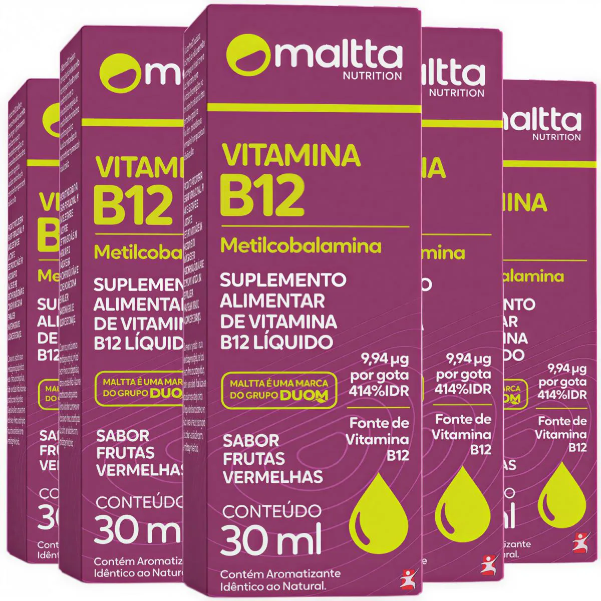 Kit 5 Metilcobalamina Dose Máxima Vitamina B12 1 Gota Dia Total 150Ml-2140 Doses – Maltta Nutrition