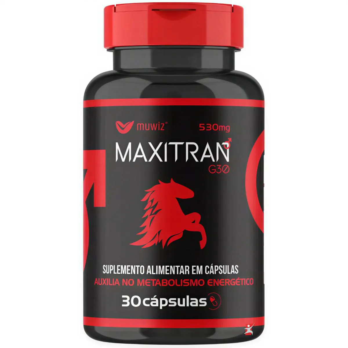 Maxitran G30 - Boro + Cafeína + Guaraná + Vitaminas C D e B3 B9 + Selênio 30 Cápsulas - Muwiz