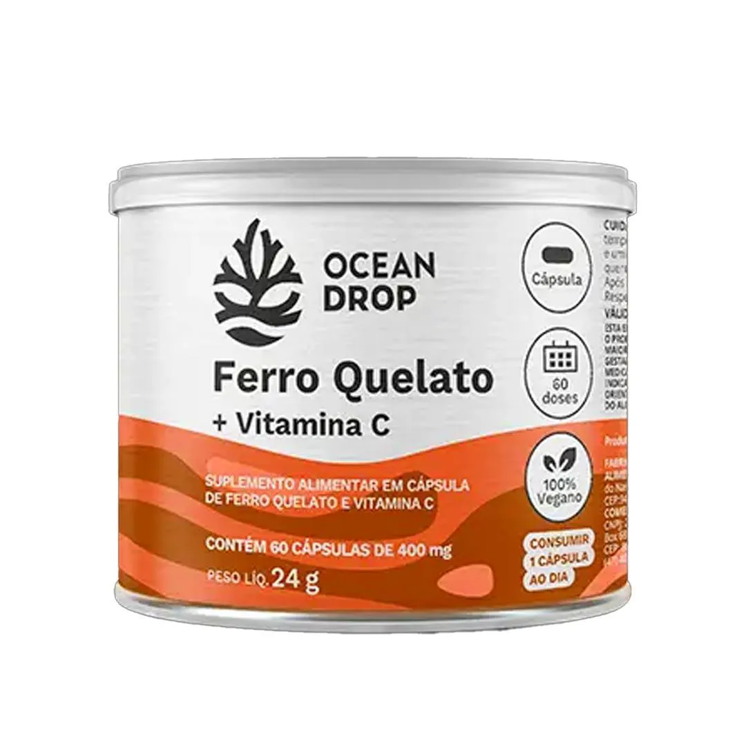 Ferro Quelato + Vitamina C 30G - 60 Caps - Ocean Drop
