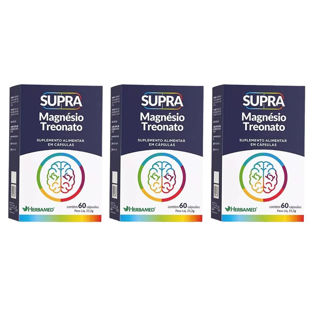 Kit 3 Supra Treonato Suplemento - 60 Caps - Herbamed