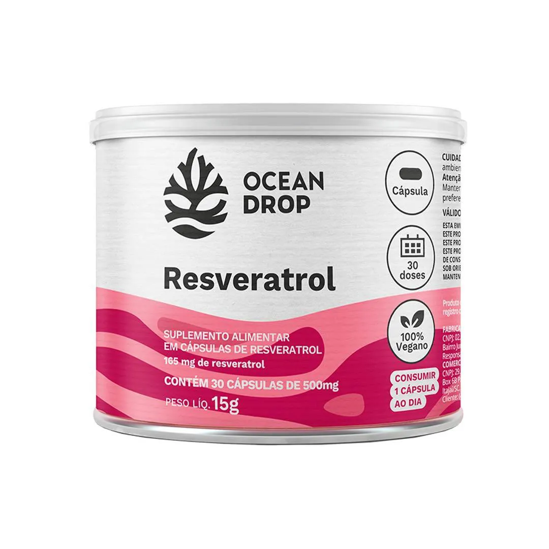 Resveratrol 500Mg Suplemento 15G - 30 Caps - Ocean Drop